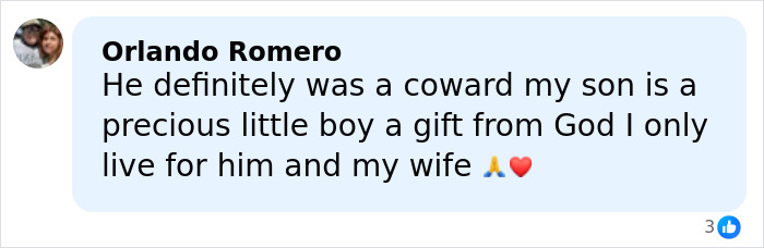 Screenshot of a Facebook comment by Orlando Romero expressing emotions during a heated NFL argument with family.