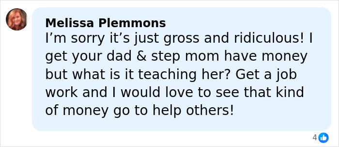 Comment criticizing Kourtney Kardashian and Travis Barker&rsquo;s intimate gift to his daughter, calling it gross.