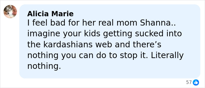 Comment expressing backlash towards Kourtney Kardashian and Travis Barker for an intimate gift to his daughter.