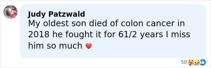 Comment by Judy Patzwald expressing grief over her oldest son&rsquo;s death, relevant to Netflix star mom passing news.