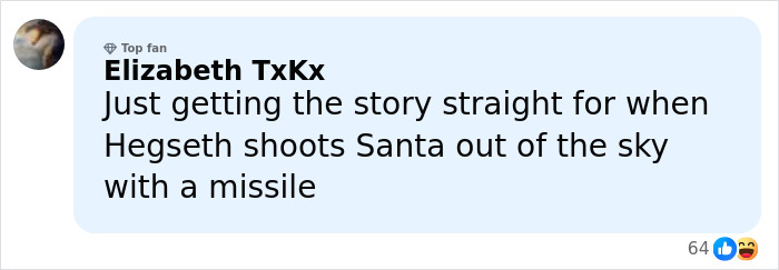 User comment about bad Santa on Christmas Eve, highlighting the controversy over Trump's demented comments sparking outrage.