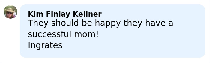 User comment box with text saying fans believe Kim Kardashian's Christmas card failure reflects kids' home life.