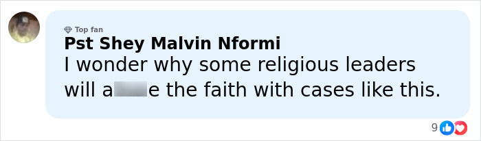 Comment from Pst Shey Malvin Nformi expressing concern over religious leaders affecting faith amid the Vatican Girl cold case.