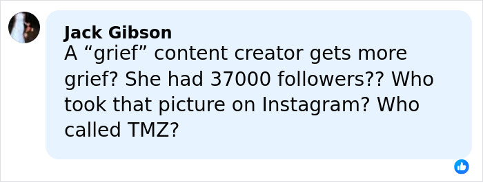 Social media comment discussing grief content creator and followers amid influencer&rsquo;s daughter passing at Christmas.