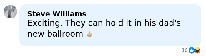 Comment from Steve Williams reacting humorously to Donald Trump Jr.'s engagement soon after breakup in a social media post.