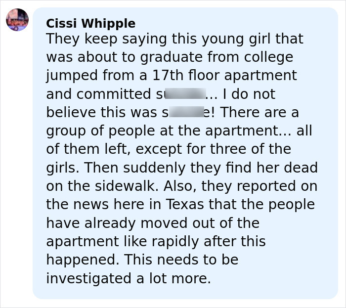 Comment expressing doubt about the official ruling in cheerleader case after a crucial phone clue was found.