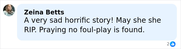 Woman expressing grief and disbelief in a comment about late cheerleader case and phone clue found by cops