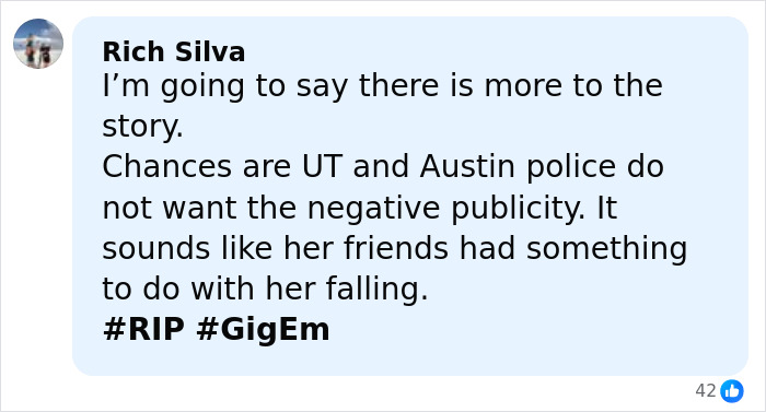 Comment on social media expressing doubt about the cheerleader's death ruling after a crucial clue found on her phone.