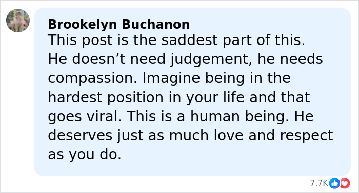 Comment expressing compassion for Nickelodeon star's struggle with homelessness, emphasizing love and respect without judgment.