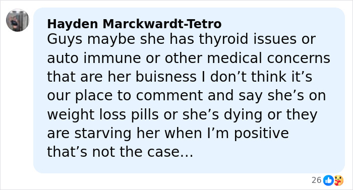 Comment addressing Ariana Grande's family member breaking silence on singer's struggles with health and wellbeing concerns.