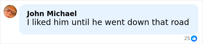 Comment reading "I liked him until he went down that road" on a social media post about Timoth&eacute;e Chalamet's red carpet look.