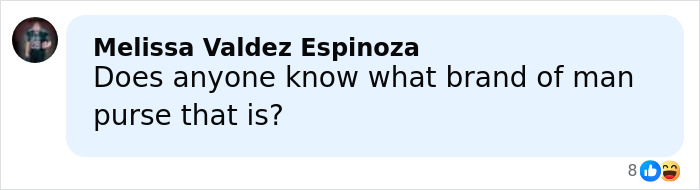 Comment asking about the brand of a man purse, related to Timoth&eacute;e Chalamet's red carpet look discussion.