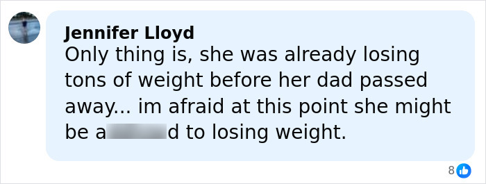 Screenshot of a social media comment discussing Kelly's heartbreaking weight loss and Sharon Osbourne’s reaction. Screenshot of a social media comment discussing Kelly's heartbreaking weight loss and Sharon Osbourne’s reaction.