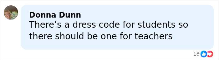 Comment from Donna Dunn discussing the need for a dress code for teachers amid high school teacher&rsquo;s costume photos controversy.