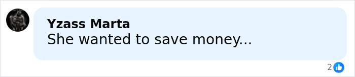 Comment saying she wanted to save money on plastic surgery after traveling to Vietnam, shown in a social media post. Comment saying she wanted to save money on plastic surgery after traveling to Vietnam, shown in a social media post.