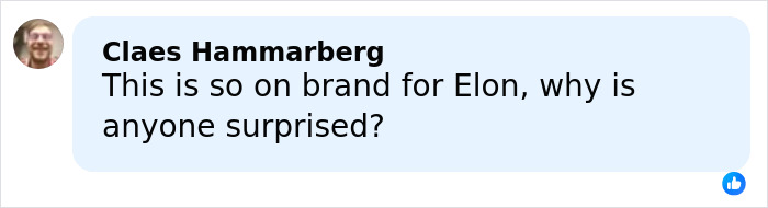 Comment by Claes Hammarberg reacting to Elon Musk&rsquo;s weird comment about Sydney Sweeney&rsquo;s chest sparking online frenzy.