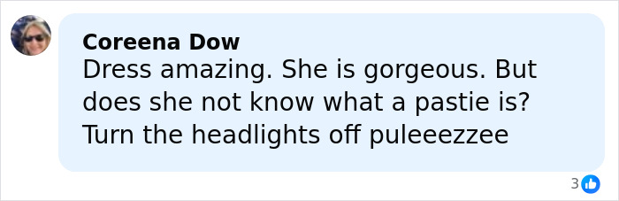 Fan comment on Kate Hudson's dress detail sparking frenzy, praising the look but questioning the style choice. Fan comment on Kate Hudson's dress detail sparking frenzy, praising the look but questioning the style choice.
