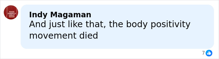 Commenter expressing criticism about the body positivity movement in response to Amy Schumer's dramatic weight loss.