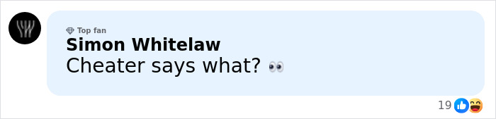 Comment on social media by Simon Whitelaw calling someone a cheater, related to HR exec caught on Coldplay kiss cam hypocrisy.