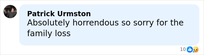 Screenshot of a social media comment expressing sorrow for family loss related to accused teens luring daughter into woods before attack