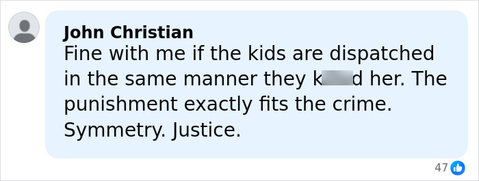 Comment by John Christian expressing views on punishment for accused teens involved in a disturbing tactic to lure daughter into woods.