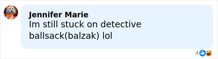 Text message conversation with Jennifer Marie saying she is stuck on detective ballsack (balzak) referencing Macaulay Culkin and Home Alone theory.