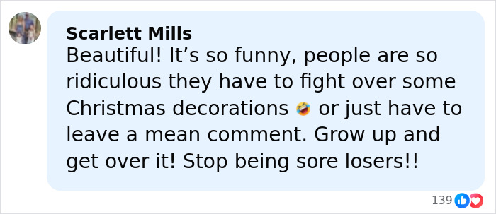 Comment on Melania Trump's Christmas ornament outrage, showing a user's reaction expressing frustration over negative opinions.