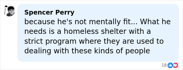 Comment by Spencer Perry about struggling Nickelodeon star’s motel stay, highlighting need for homeless shelter program.