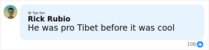 Comment by Rick Rubio stating he was pro Tibet before it was cool, relating to Richard Gere banned from the Oscars.