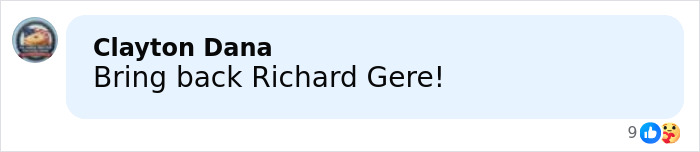 Comment urging to bring back Richard Gere, related to Richard Gere speaking out on Oscars ban for two decades.