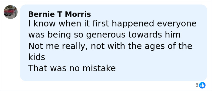 Comment revealing children's heartbreaking words about disturbing behavior of their dad on mountain shared by Bernie T Morris.