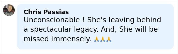 Comment by Chris Passias expressing sorrow over the Marvelous Mrs. Maisel actress&rsquo;s tragic death in NYC.