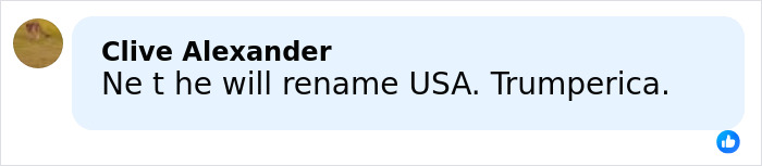 Comment by Clive Alexander expressing concern about USA renaming, seen on a social media platform discussing Kennedy Center renaming. Comment by Clive Alexander expressing concern about USA renaming, seen on a social media platform discussing Kennedy Center renaming.