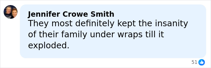 Alt text: Jennifer Crowe Smith commenting on family issues, relating to Rob Reiner&rsquo;s daughter Romy being scared of brother Nick since childhood