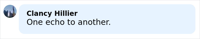 Screenshot of a social media comment by Clancy Hillier reacting to Bonnie Blue&rsquo;s arrest news.