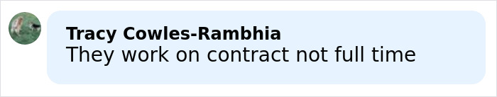 Comment by Tracy Cowles-Rambhia discussing contract work versus full-time roles on Meghan Markle and Prince Harry&rsquo;s publicist team.
