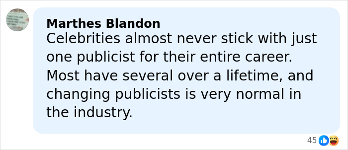 Comment about celebrities frequently changing publicists, highlighting normalcy in the industry related to Meghan Markle and Prince Harry's team.