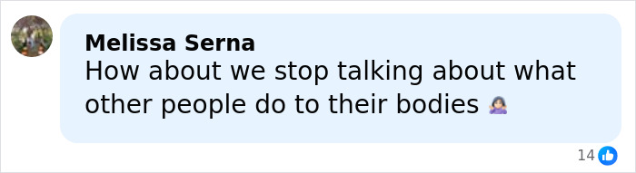 Person reacting to Millie Bobby Brown&rsquo;s plastic surgery rumors with a comment about stopping judgment on others&rsquo; bodies online.