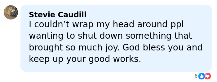 Comment by Stevie Caudill expressing disbelief at shutting down joyful events and offering blessings to the viral Christmas lawyer who won against the HOA.