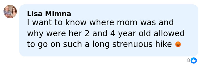 Comment expressing concern over children&rsquo;s safety during a strenuous mountain hike after dad&rsquo;s disturbing behavior revealed.