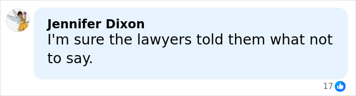 Screenshot of a Facebook comment by Jennifer Dixon discussing legal advice related to Rob Reiner’s children Jake and Romy. Screenshot of a Facebook comment by Jennifer Dixon discussing legal advice related to Rob Reiner’s children Jake and Romy.