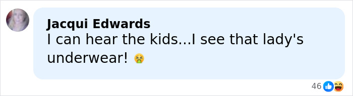 A social media comment reacting to Ice Spice's see-through dress, expressing shock about her underwear.