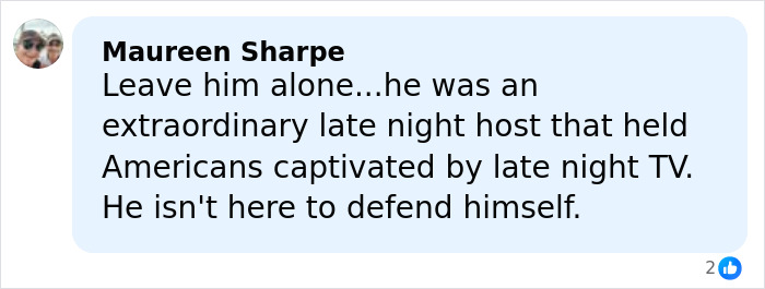 Comment by Maureen Sharpe defending Johnny Carson as an extraordinary late night host banned stars from the Tonight Show.
