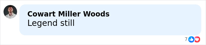 Comment by Cowart Miller Woods saying Legend still on social media post related to banned stars from the Tonight Show by Johnny Carson.