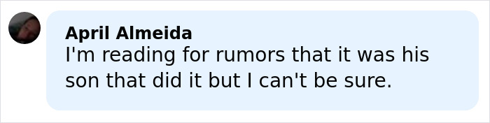 Comment from April Almeida discussing rumors related to Rob Reiner's daughter and her parents' tragic death in LA home. Comment from April Almeida discussing rumors related to Rob Reiner's daughter and her parents' tragic death in LA home.