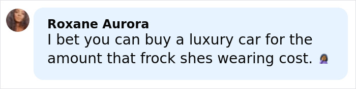 User comment criticizing the cost of a luxury frock Rihanna is wearing, reacting to her red carpet look and diaper bag buzz.