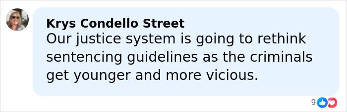 Facebook comment about justice system rethinking sentencing as teen boys set 14-year-old girl on fire in revenge case.