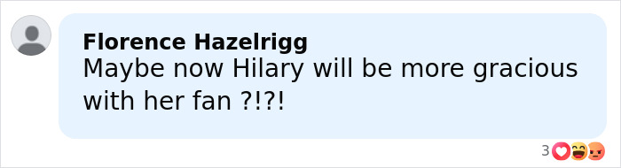 Comment from Florence Hazelrigg about Hilary Swank apologizing and reactions involving the mom of terminally ill kids.