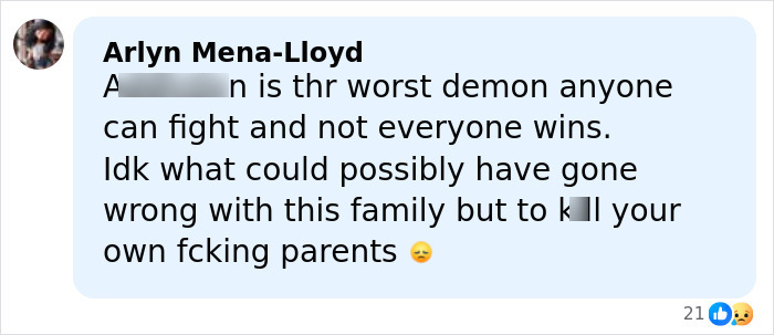 Screenshot of a social media comment about the horrific state of Nick Reiner's hotel room amid his arrest for Father Rob's slaying.