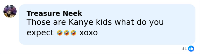 Comment stating Kanye kids in a discussion about Kim Kardashian's Christmas card failure and fans' concerns about kids' home life.